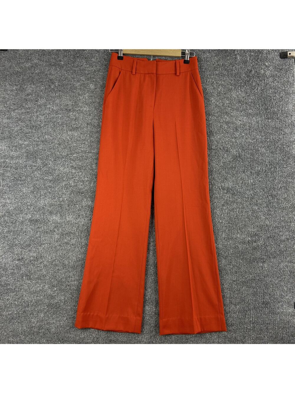 The Fold Pants 2 Twill Dress Trousers High Waist Wide Leg Orange Career Office